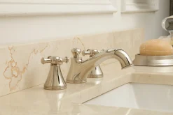 TOTO Vivian Two Cross Handle Widespread 1.2 GPM Bathroom Sink Faucet, Brushed Nickel, Brass, TL220DD12#BN