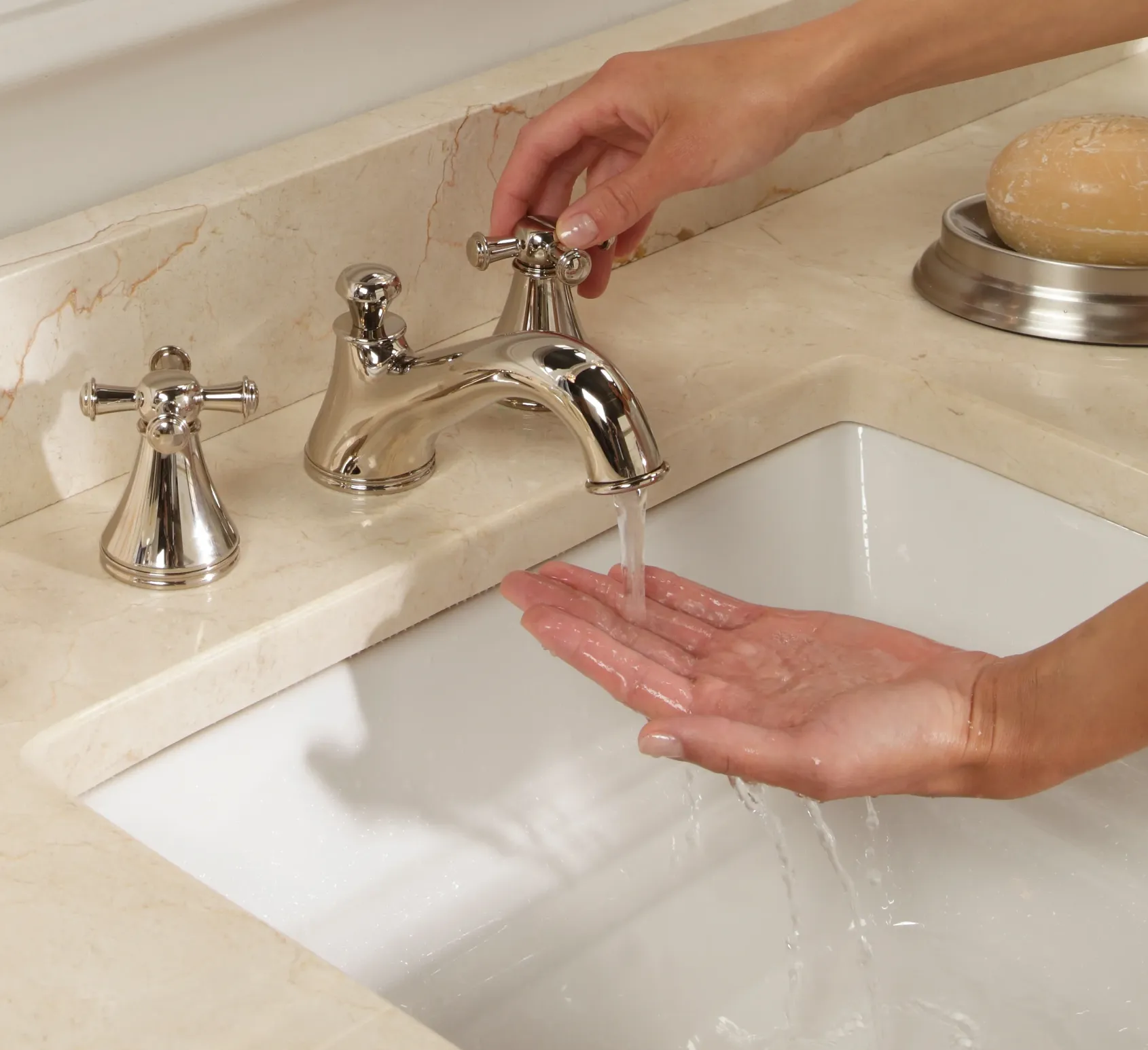 TOTO Vivian Two Cross Handle Widespread 1.2 GPM Bathroom Sink Faucet, Brushed Nickel, Brass, TL220DD12#BN