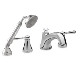 TOTO Vivian Two Handle Deck-Mount Roman Tub Filler Trim with Hand Shower, Polished Chrome, Brass, TB220S1#CP