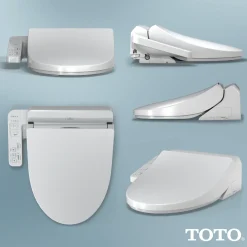 TOTO WASHLET A2 Electronic Bidet Toilet Seat with Heated Seat and SoftClose Lid, Elongated, Cotton White, Plastic, SW3004#01