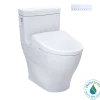 TOTO WASHLET+ Aimes One-Piece Elongated 1.28 GPF Toilet and Contemporary WASHLET S7A Contemporary Bidet Seat, Cotton White, Vitreous China|Plastic, MW6264736CEFG#01