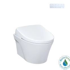 TOTO WASHLET+ AP Wall-Hung Elongated Toilet with S7A Contemporary Bidet Seat and DuoFit In-Wall 0.9 and 1.28 GPF Auto Dual-Flush Tank System, Matte Silver, Vitreous China|Plastic, CWT4264736CMFGA#MS