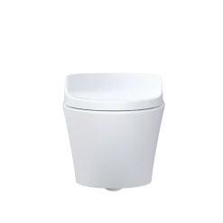 TOTO WASHLET+ AP Wall-Hung Elongated Toilet with S7A Contemporary Bidet Seat and DuoFit In-Wall 0.9 and 1.28 GPF Auto Dual-Flush Tank System, Matte Silver, Vitreous China|Plastic, CWT4264736CMFGA#MS