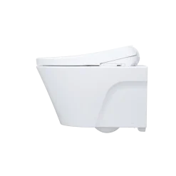 TOTO WASHLET+ AP Wall-Hung Elongated Toilet with S7A Contemporary Bidet Seat and DuoFit In-Wall 0.9 and 1.28 GPF Auto Dual-Flush Tank System, Matte Silver, Vitreous China|Plastic, CWT4264736CMFGA#MS
