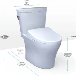 TOTO WASHLET+ Aquia IV Arc Two-Piece Elongated Dual Flush 1.28 and 0.9 GPF Toilet with S7 Contemporary Bidet Seat, Cotton White, Vitreous China|Plastic, MW4484726CEMFGN#01