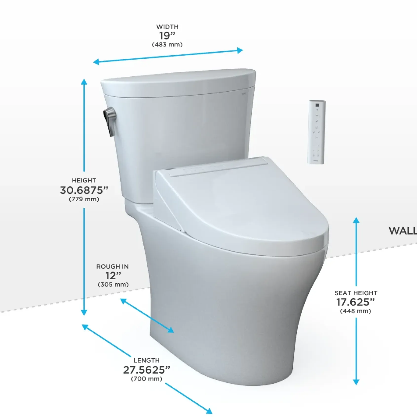 TOTO WASHLET+ Aquia IV Arc Two-Piece Elongated Dual Flush 1.28 and 0.9 GPF Toilet with C5 Bidet Seat, Cotton White, Vitreous China|Plastic, MW4483084CEMFGN#01