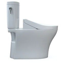 TOTO WASHLET+ Aquia IV Arc Two-Piece Elongated Dual Flush 1.28 and 0.9 GPF Toilet with C5 Bidet Seat, Cotton White, Vitreous China|Plastic, MW4483084CEMFGN#01