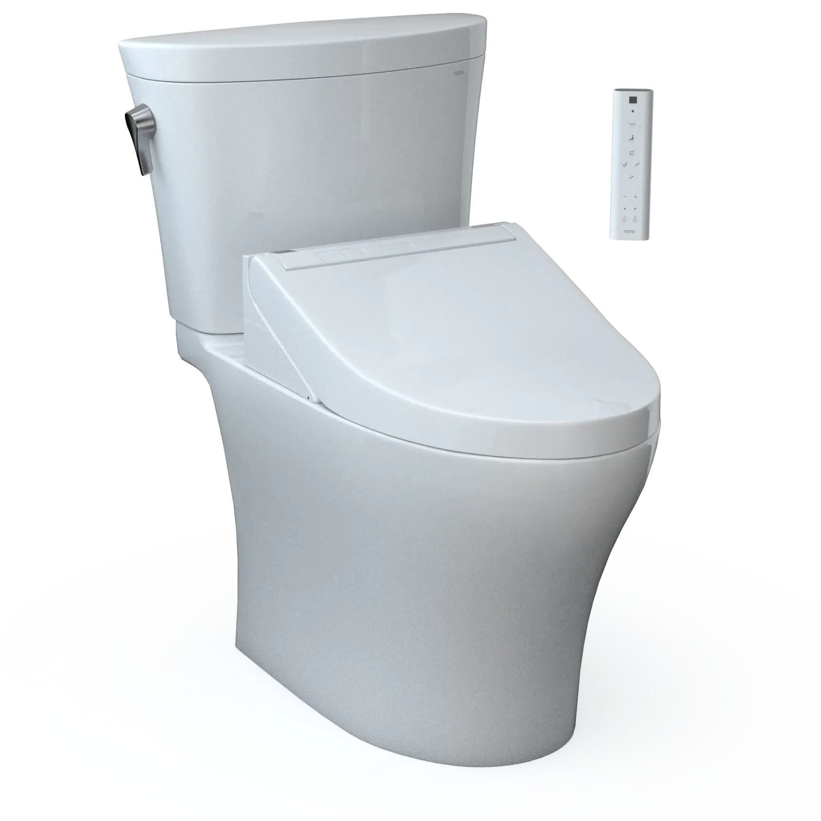 TOTO WASHLET+ Aquia IV Arc Two-Piece Elongated Dual Flush 1.28 and 0.9 GPF Toilet with C5 Bidet Seat, Cotton White, Vitreous China|Plastic, MW4483084CEMFGN#01