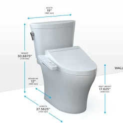 TOTO WASHLET+ Aquia IV Arc Two-Piece Elongated Dual Flush 1.28 and 0.9 GPF Toilet with C2 Bidet Seat, Cotton White, Vitreous China|Plastic, MW4483074CEMFGN#01