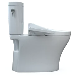 TOTO WASHLET+ Aquia IV Arc Two-Piece Elongated Dual Flush 1.28 and 0.9 GPF Toilet with C2 Bidet Seat, Cotton White, Vitreous China|Plastic, MW4483074CEMFGN#01