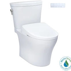 TOTO WASHLET+ Aquia IV Arc Two-Piece Elongated Dual Flush 1.28 and 0.9 GPF Toilet with S7A Contemporary Bidet Seat, Cotton White, Vitreous China|Plastic, MW4484736CEMFGN#01