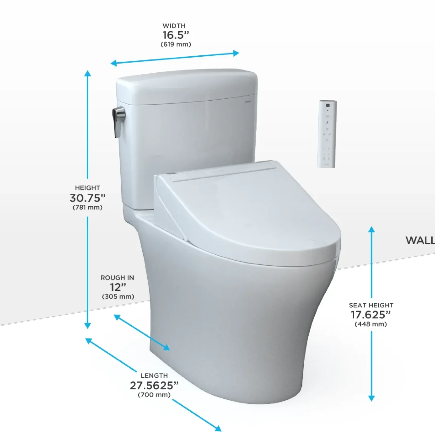 TOTO WASHLET+ Aquia IV Cube Two-Piece Elongated Dual Flush 1.28 and 0.9 GPF Toilet with C5 Bidet Seat, Cotton White, Vitreous China|Plastic, MW4363084CEMFGN#01