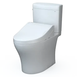 TOTO WASHLET+ Aquia IV Cube Two-Piece Elongated Dual Flush 1.28 and 0.9 GPF Toilet with C5 Bidet Seat, Cotton White, Vitreous China|Plastic, MW4363084CEMFGN#01