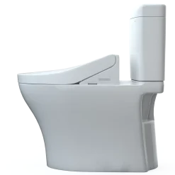 TOTO WASHLET+ Aquia IV Cube Two-Piece Elongated Dual Flush 1.28 and 0.9 GPF Toilet with C5 Bidet Seat, Cotton White, Vitreous China|Plastic, MW4363084CEMFGN#01