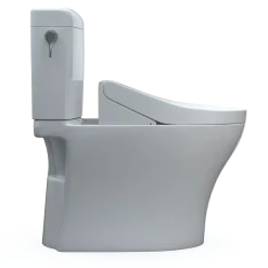 TOTO WASHLET+ Aquia IV Cube Two-Piece Elongated Dual Flush 1.28 and 0.9 GPF Toilet with C5 Bidet Seat, Cotton White, Vitreous China|Plastic, MW4363084CEMFGN#01
