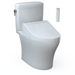 TOTO WASHLET+ Aquia IV Cube Two-Piece Elongated Dual Flush 1.28 and 0.9 GPF Toilet with C5 Bidet Seat, Cotton White, Vitreous China|Plastic, MW4363084CEMFGN#01