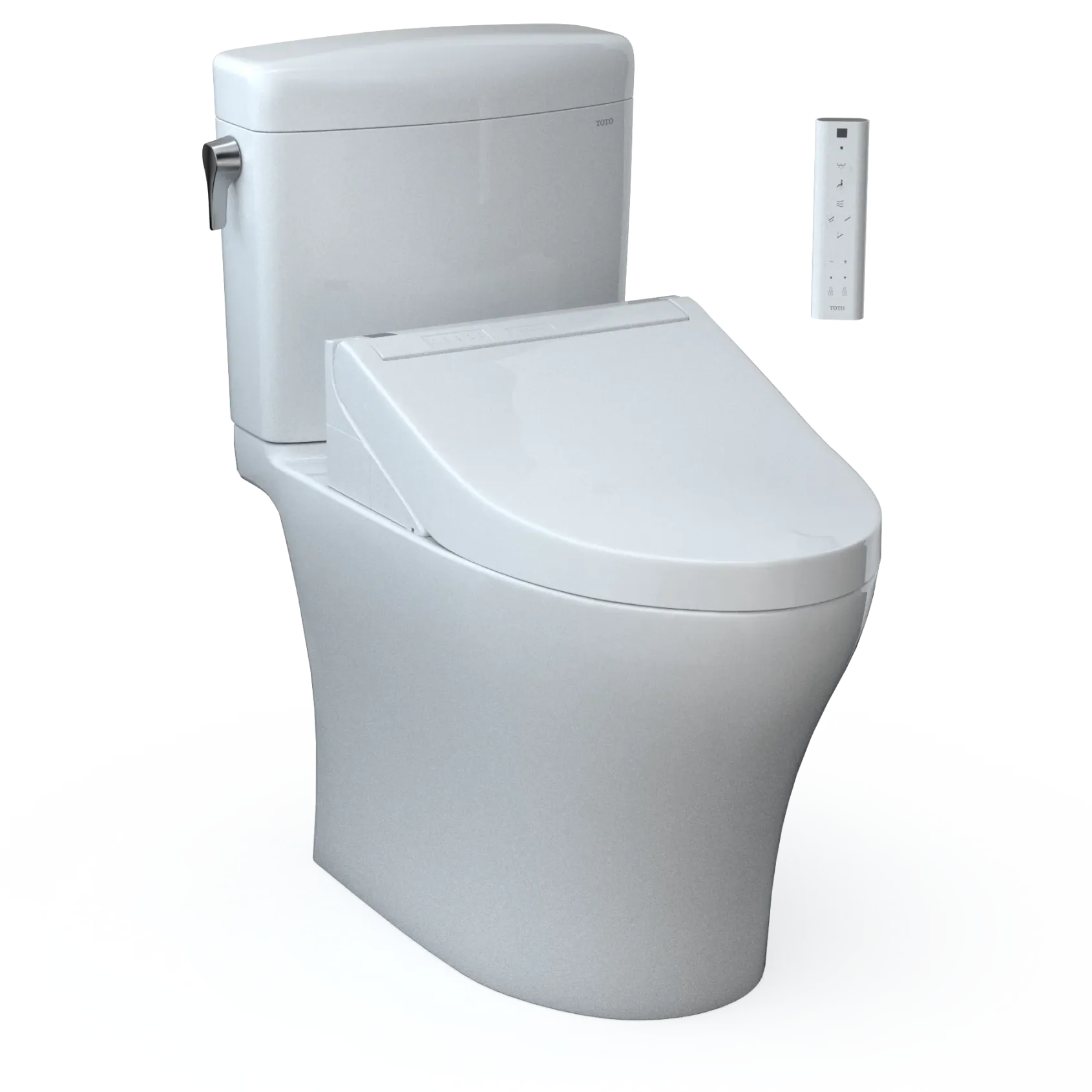 TOTO WASHLET+ Aquia IV Cube Two-Piece Elongated Dual Flush 1.28 and 0.9 GPF Toilet with C5 Bidet Seat, Cotton White, Vitreous China|Plastic, MW4363084CEMFGN#01