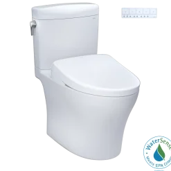 TOTO WASHLET+ Aquia IV Cube Two-Piece Elongated Dual Flush 1.28 and 0.9 GPF Toilet with S7A Contemporary Bidet Seat, Cotton White, Vitreous China|Plastic, MW4364736CEMFGN#01