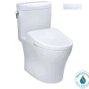 TOTO WASHLET+ Aquia IV Cube Two-Piece Elongated Dual Flush 1.28 and 0.9 GPF Toilet with S7 Contemporary Bidet Seat, Cotton White, Vitreous China|Plastic, MW4364726CEMFGN#01