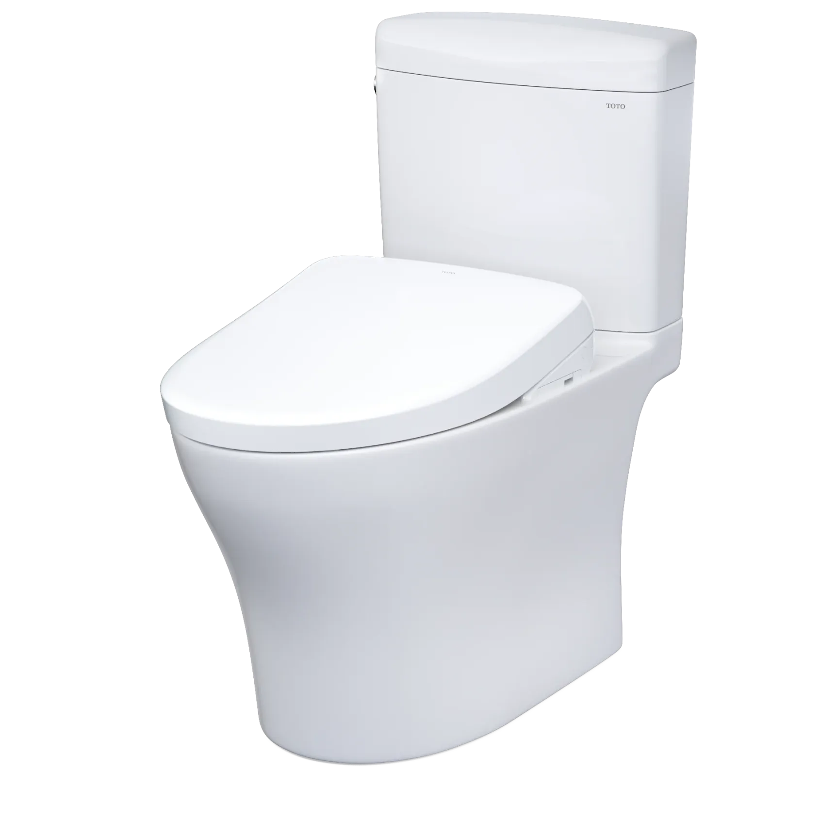 TOTO WASHLET+ Aquia IV Cube Two-Piece Elongated Dual Flush 1.28 and 0.9 GPF Toilet with S7 Contemporary Bidet Seat, Cotton White, Vitreous China|Plastic, MW4364726CEMFGN#01