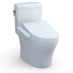 TOTO WASHLET+ Aquia IV Cube Two-Piece Elongated Dual Flush 1.28 and 0.9 GPF Toilet with C2 Bidet Seat, Cotton White, Vitreous China|Plastic, MW4363074CEMFGN#01