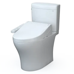 TOTO WASHLET+ Aquia IV Cube Two-Piece Elongated Dual Flush 1.28 and 0.9 GPF Toilet with C2 Bidet Seat, Cotton White, Vitreous China|Plastic, MW4363074CEMFGN#01