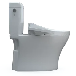 TOTO WASHLET+ Aquia IV Cube Two-Piece Elongated Dual Flush 1.28 and 0.9 GPF Toilet with C2 Bidet Seat, Cotton White, Vitreous China|Plastic, MW4363074CEMFGN#01