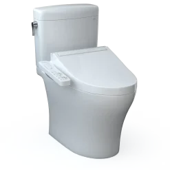 TOTO WASHLET+ Aquia IV Cube Two-Piece Elongated Dual Flush 1.28 and 0.9 GPF Toilet with C2 Bidet Seat, Cotton White, Vitreous China|Plastic, MW4363074CEMFGN#01