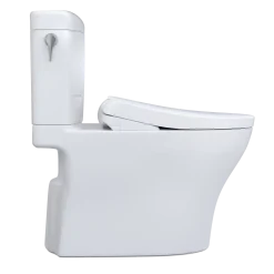 TOTO WASHLET+ Aquia IV Cube Two-Piece Elongated Dual Flush 1.28 and 0.9 GPF Toilet with Auto Flush S7A Contemporary Bidet Seat, Cotton White, Vitreous China|Plastic, MW4364736CEMFGNA#01
