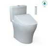 TOTO WASHLET+ Aquia IV One-Piece Elongated Dual Flush 1.28 and 0.9 GPF Toilet and WASHLET C5 Bidet Seat, Cotton White- Vitreous China|Plastic, MW6463084CEMFGN#01