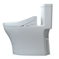 TOTO WASHLET+ Aquia IV One-Piece Elongated Dual Flush 1.28 and 0.9 GPF Toilet and WASHLET C5 Bidet Seat, Cotton White- Vitreous China|Plastic, MW6463084CEMFGN#01