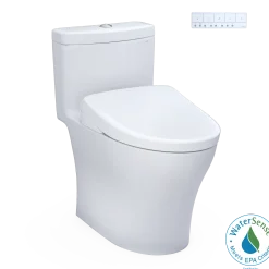 TOTO WASHLET+ Aquia IV One-Piece Elongated Dual Flush 1.28 and 0.9 GPF Toilet with S7 Contemporary Electric Bidet Seat, Cotton White, Vitreous China|Plastic, MW6464726CEMFGN#01
