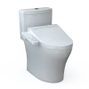 TOTO WASHLET+ Aquia IV One-Piece Elongated Dual Flush 1.28 and 0.9 GPF Toilet and WASHLET C2 Bidet Seat, Cotton White, Vitreous China|Plastic, MW6463074CEMFGN#01