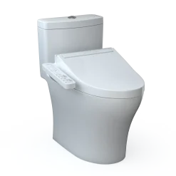 TOTO WASHLET+ Aquia IV One-Piece Elongated Dual Flush 1.28 and 0.9 GPF Toilet and WASHLET C2 Bidet Seat, Cotton White, Vitreous China|Plastic, MW6463074CEMFGN#01