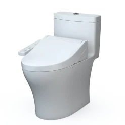 TOTO WASHLET+ Aquia IV One-Piece Elongated Dual Flush 1.28 and 0.9 GPF Toilet and WASHLET C2 Bidet Seat, Cotton White, Vitreous China|Plastic, MW6463074CEMFGN#01