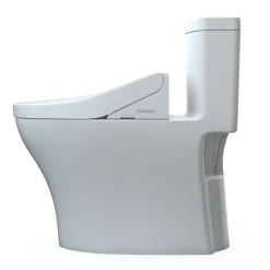TOTO WASHLET+ Aquia IV One-Piece Elongated Dual Flush 1.28 and 0.9 GPF Toilet and WASHLET C2 Bidet Seat, Cotton White, Vitreous China|Plastic, MW6463074CEMFGN#01