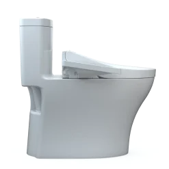 TOTO WASHLET+ Aquia IV One-Piece Elongated Dual Flush 1.28 and 0.9 GPF Toilet and WASHLET C2 Bidet Seat, Cotton White, Vitreous China|Plastic, MW6463074CEMFGN#01