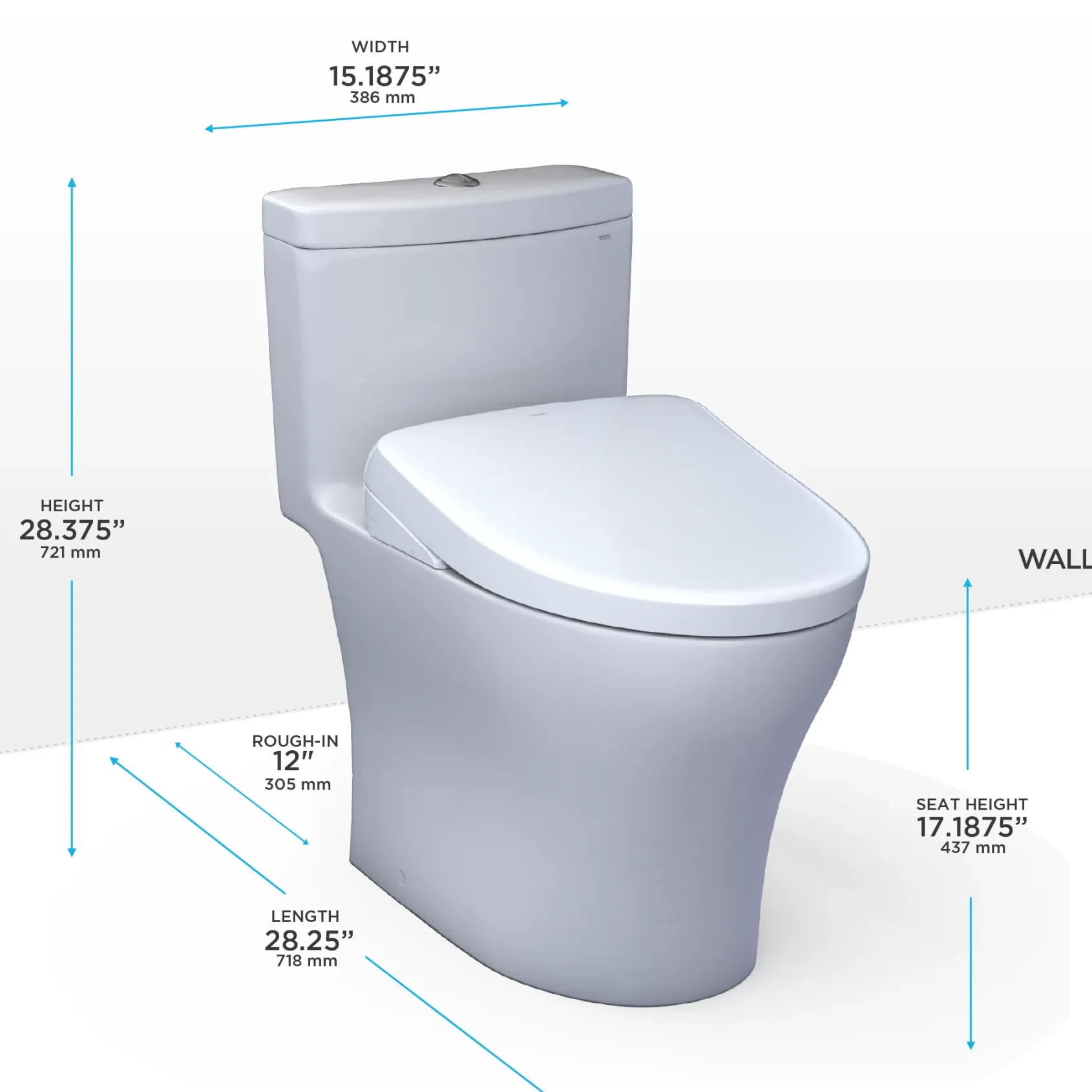 TOTO WASHLET+ Aquia IV One-Piece Elongated Dual Flush 1.28 and 0.9 GPF Toilet with Auto Flush S7 Contemporary Bidet Seat, Cotton White, Vitreous China|Plastic, MW6464726CEMFGNA#01