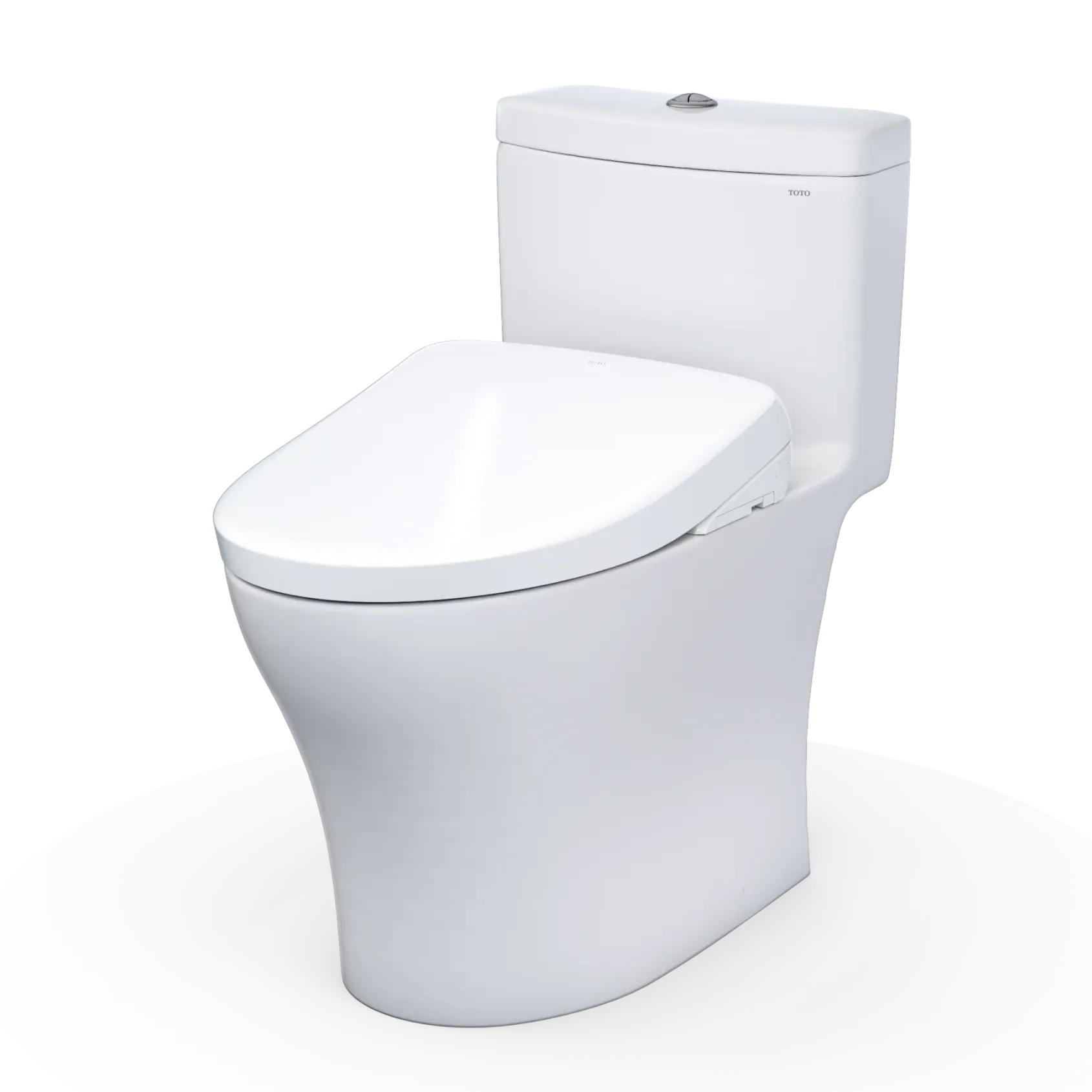 TOTO WASHLET+ Aquia IV One-Piece Elongated Dual Flush 1.28 and 0.9 GPF Toilet with Auto Flush S7 Contemporary Bidet Seat, Cotton White, Vitreous China|Plastic, MW6464726CEMFGNA#01