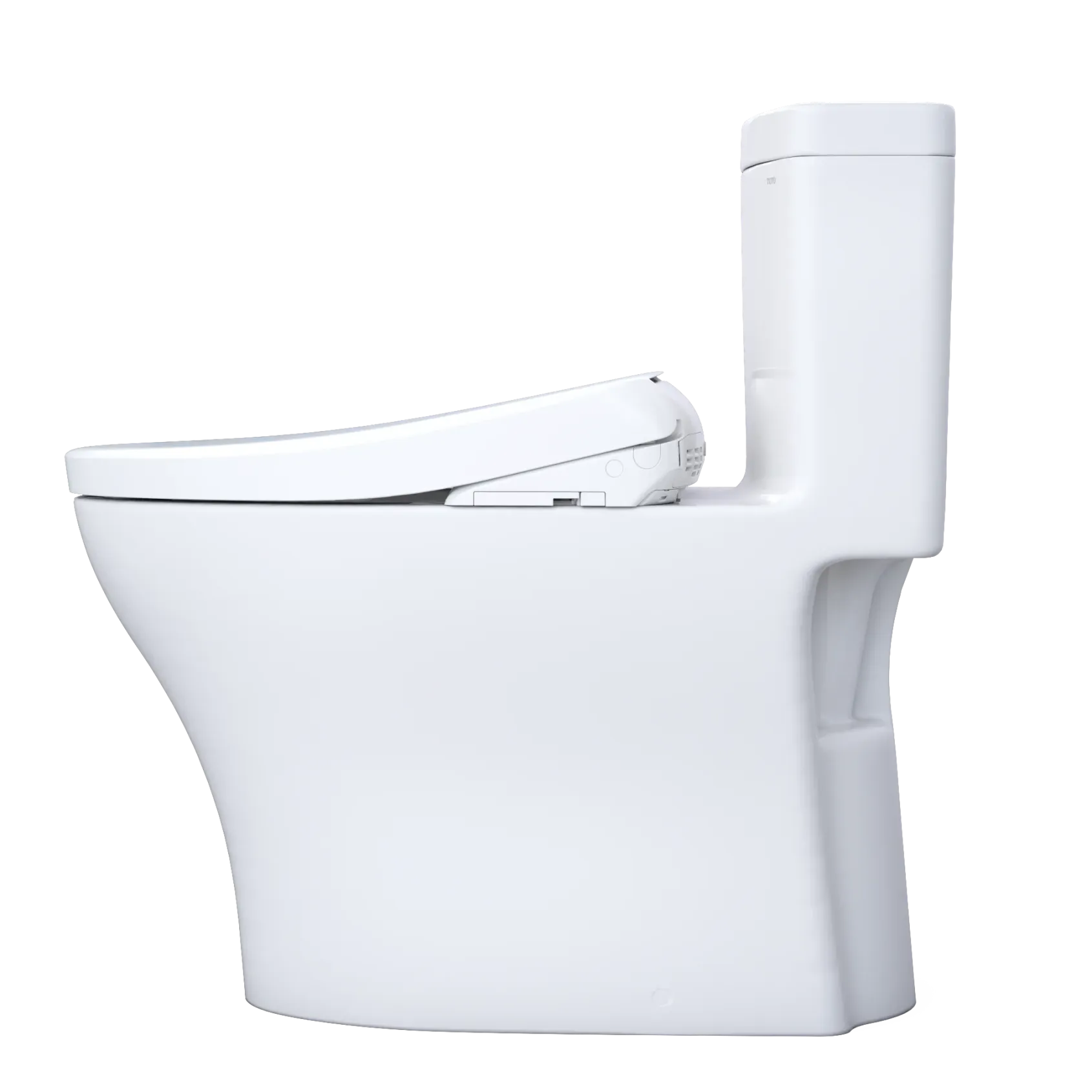 TOTO WASHLET+ Aquia IV One-Piece Elongated Dual Flush 1.28 and 0.9 GPF Toilet with Auto Flush S7 Contemporary Bidet Seat, Cotton White, Vitreous China|Plastic, MW6464726CEMFGNA#01