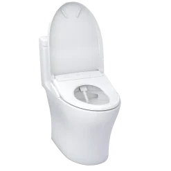 TOTO WASHLET+ Aquia IV One-Piece Elongated Dual Flush 1.28 and 0.9 GPF Toilet with S7A Contemporary Electric Bidet Seat, Cotton White, Vitreous China|Plastic, MW6464736CEMFGN#01