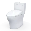TOTO WASHLET+ Aquia IV One-Piece Elongated Dual Flush 1.28 and 0.9 GPF Toilet with Auto Flush S7A Contemporary Bidet Seat, Cotton White, Vitreous China|Plastic, MW6464736CEMFGNA#01