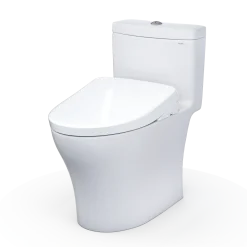 TOTO WASHLET+ Aquia IV One-Piece Elongated Dual Flush 1.28 and 0.9 GPF Toilet with Auto Flush S7A Contemporary Bidet Seat, Cotton White, Vitreous China|Plastic, MW6464736CEMFGNA#01