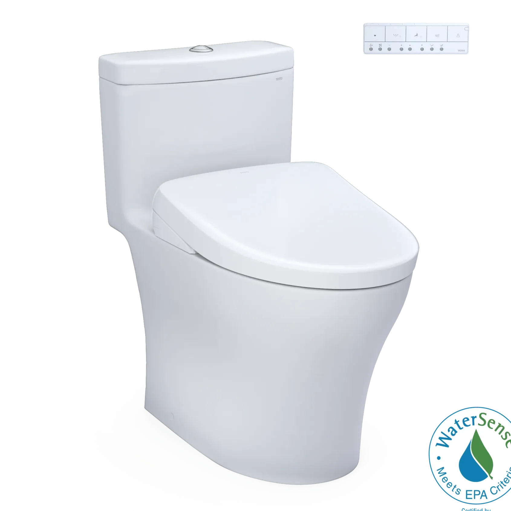 TOTO WASHLET+ Aquia IV One-Piece Elongated Dual Flush 1.28 and 0.9 GPF Toilet with Auto Flush S7A Contemporary Bidet Seat, Cotton White, Vitreous China|Plastic, MW6464736CEMFGNA#01