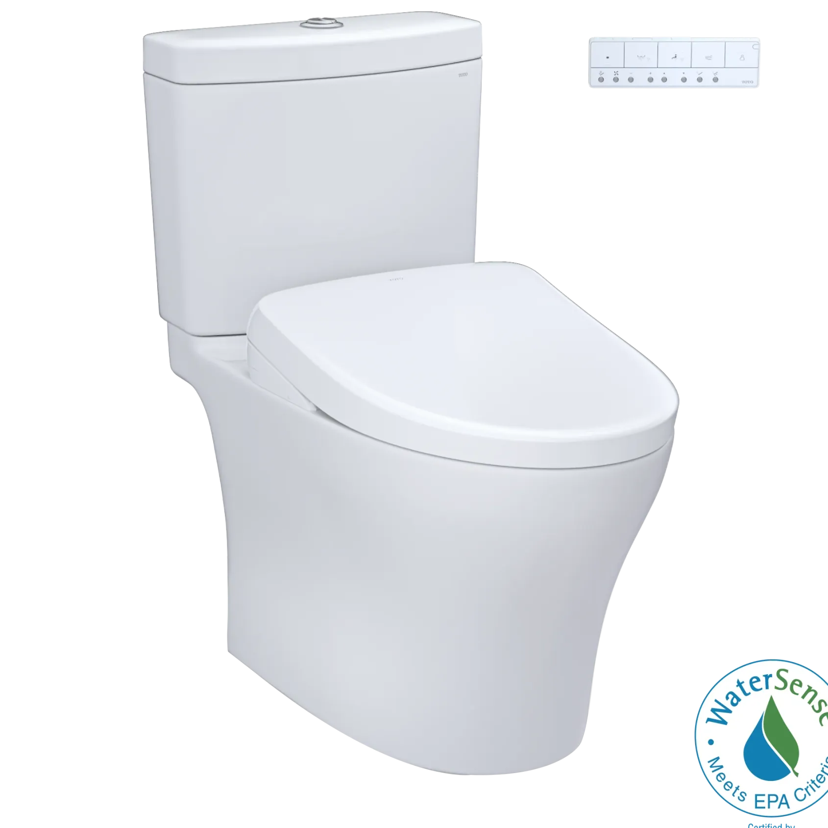 TOTO WASHLET+ Aquia IV Two-Piece Elongated Dual Flush 1.28 and 0.9 GPF Toilet with Auto Flush S7 Contemporary Bidet Seat, Cotton White, Vitreous China|Plastic, MW4464726CEMGNA#01