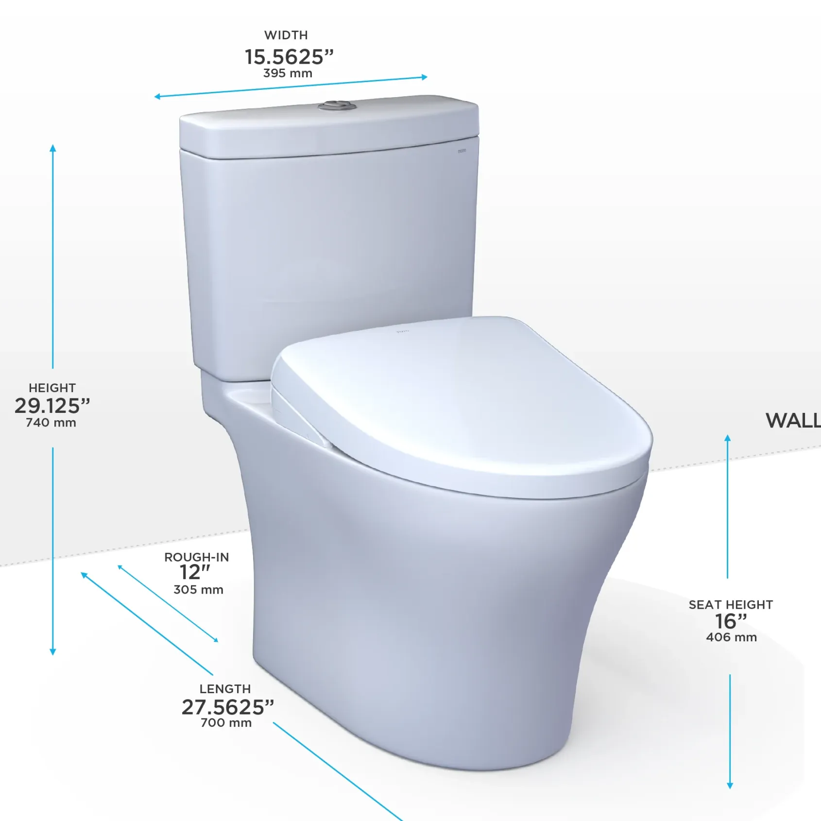 TOTO WASHLET+ Aquia IV Two-Piece Elongated Dual Flush 1.28 and 0.9 GPF Toilet with Auto Flush S7 Contemporary Bidet Seat, Cotton White, Vitreous China|Plastic, MW4464726CEMGNA#01