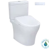 TOTO WASHLET+ Aquia IV Two-Piece Elongated Dual Flush 1.28 and 0.9 GPF Toilet with S7 Contemporary Bidet Seat, Cotton White, Vitreous China|Plastic, MW4464726CEMFGN#01