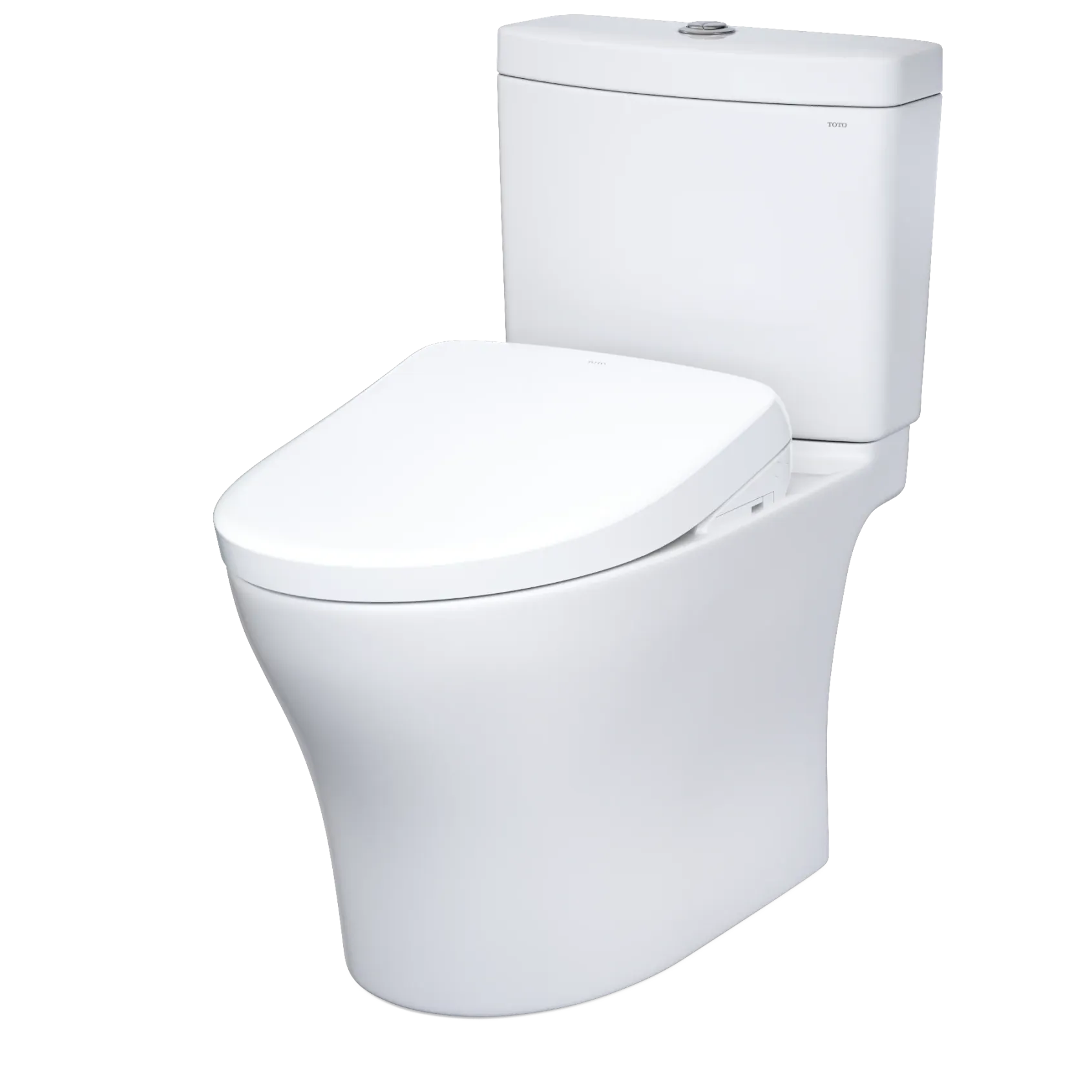 TOTO WASHLET+ Aquia IV Two-Piece Elongated Dual Flush 1.28 and 0.9 GPF Toilet with S7 Contemporary Bidet Seat, Cotton White, Vitreous China|Plastic, MW4464726CEMFGN#01