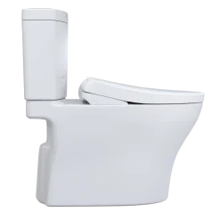 TOTO WASHLET+ Aquia IV Two-Piece Elongated Dual Flush 1.28 and 0.9 GPF Toilet with Auto Flush S7 Contemporary Bidet Seat, Cotton White, Vitreous China|Plastic, MW4464726CEMFGNA#01