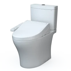 TOTO WASHLET+ Aquia IV Two-Piece Elongated Universal Height Dual Flush 1.28 and 0.9 GPF Toilet and WASHLET C2 Bidet Seat, Cotton White, Vitreous China|Plastic, MW4463074CEMFGN#01
